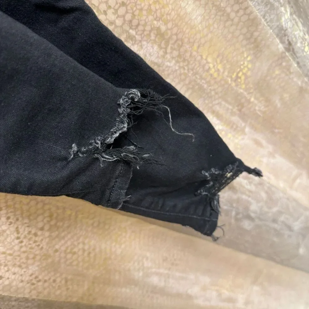 American Eagle Black Ripped Destroyed Skinny Stretchy Jeans Size 12